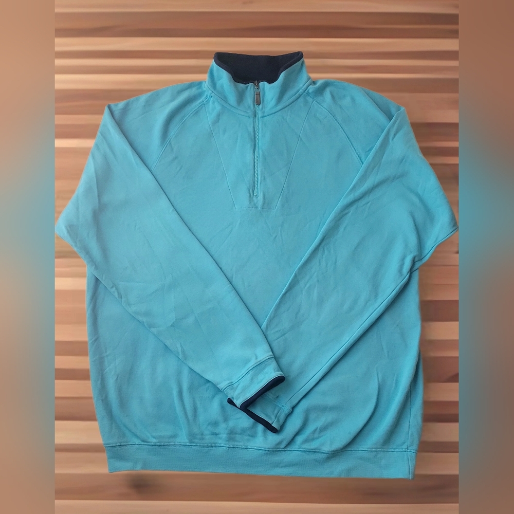 Bobby Jones Men's Teal 1/4 Zip Pullover Golf Sweater 100% Peruvian Cotton Sz XL
